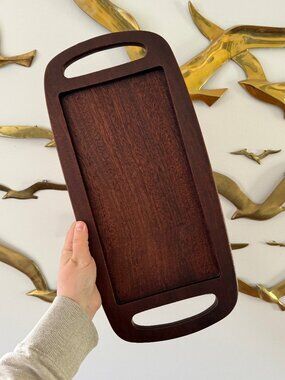 Dark Wood Tray with Handles - Made in Belgium